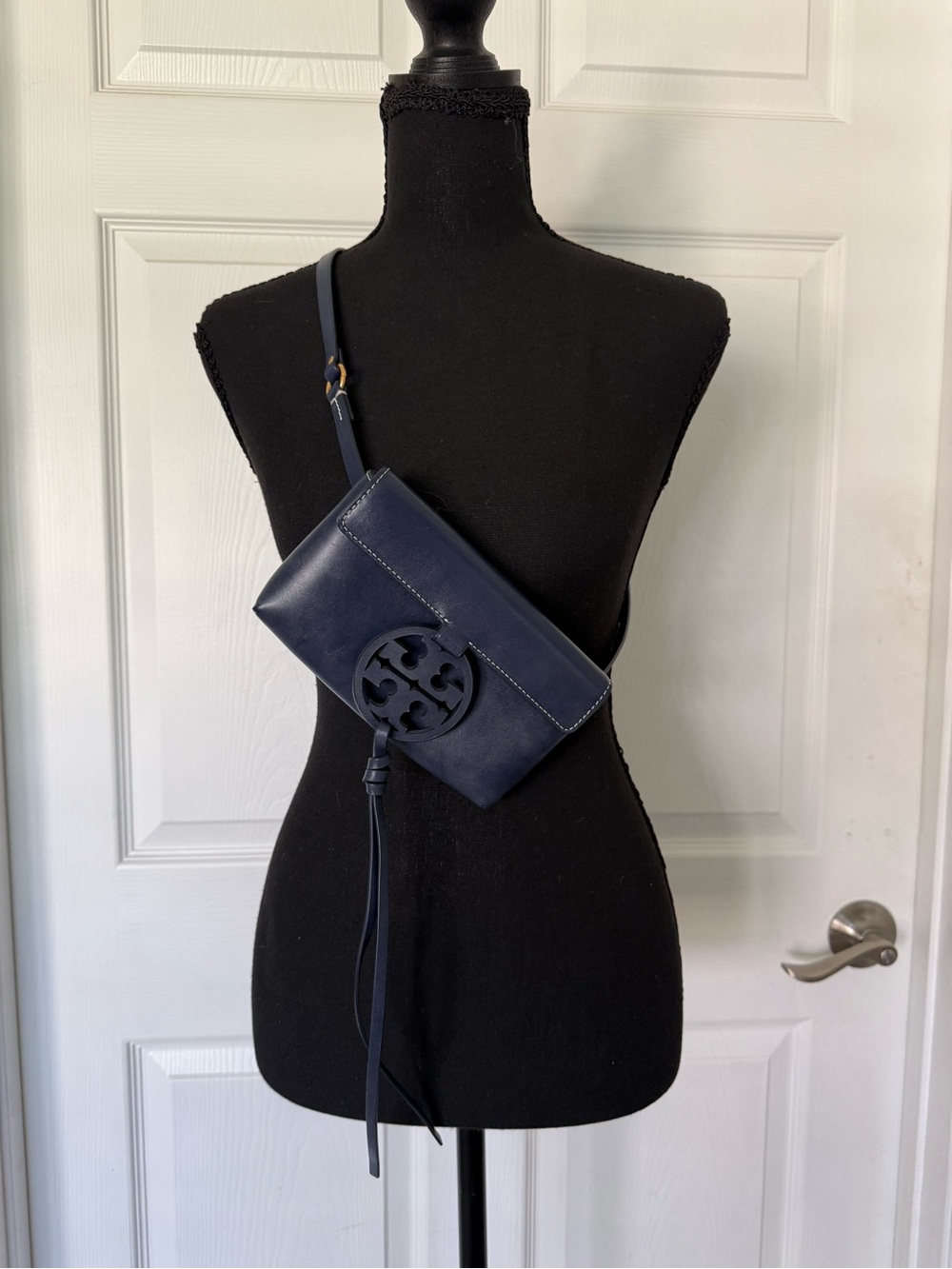 Tory Burch Navy Leather Logo Crossbody/ Waistband Wallet